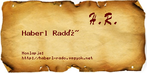 Haberl Radó névjegykártya
